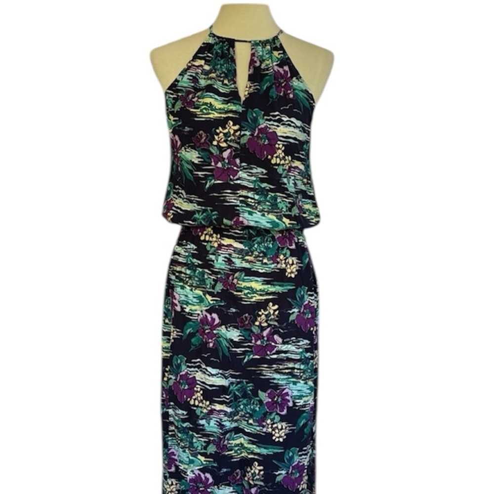 Tommy Bahama Hibiscus Floral Maxi Dress Multicolor Sleeveless Hawaiian Women’s S